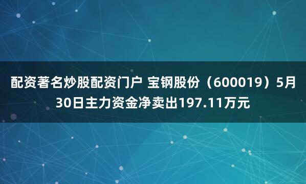 配资著名炒股配资门户 宝钢股份（600019）5月30日主力资金净卖出197.11万元