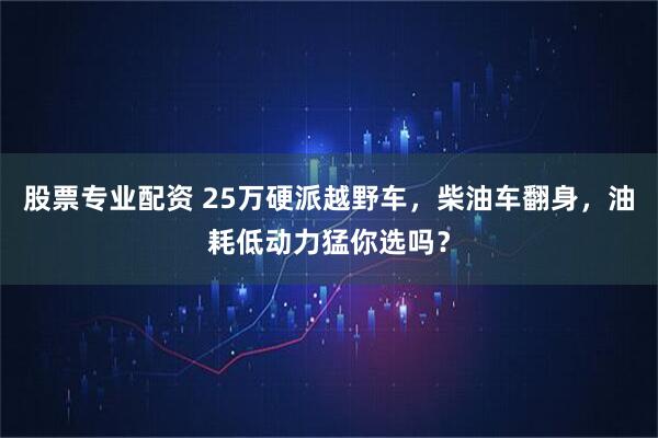 股票专业配资 25万硬派越野车，柴油车翻身，油耗低动力猛你选吗？